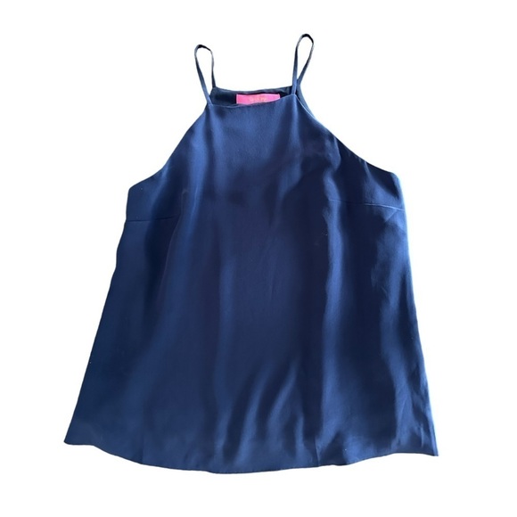 Lilly Pulitzer Rae %100 Silk Square Neckline Tank Blouse in True Navy Sz S - Picture 2 of 7